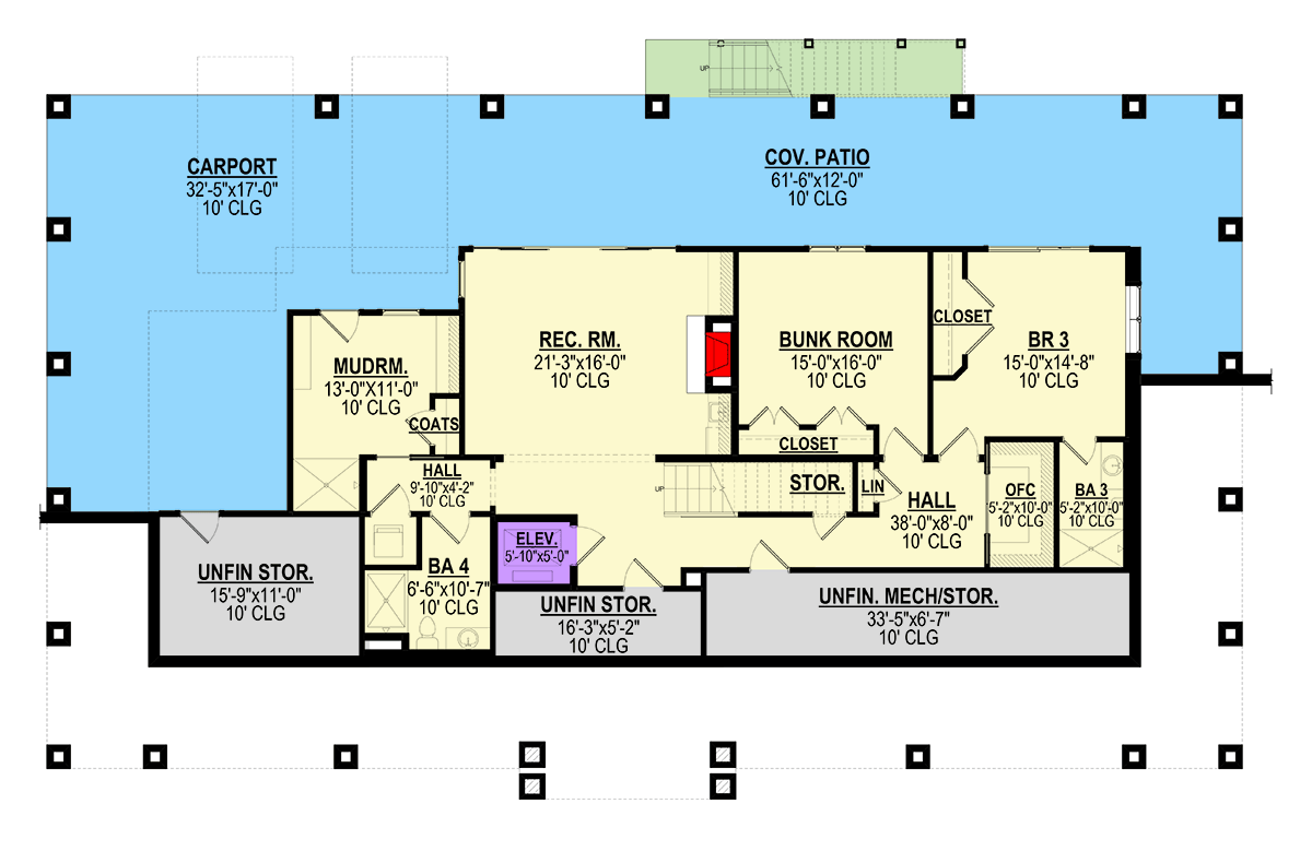 Plan 871024JEN: Mountain Cottage House Plan with Four Bedrooms and Expansive Wraparound Porch - Floor Plan - Lower Level - Cottage, Country, Mountain