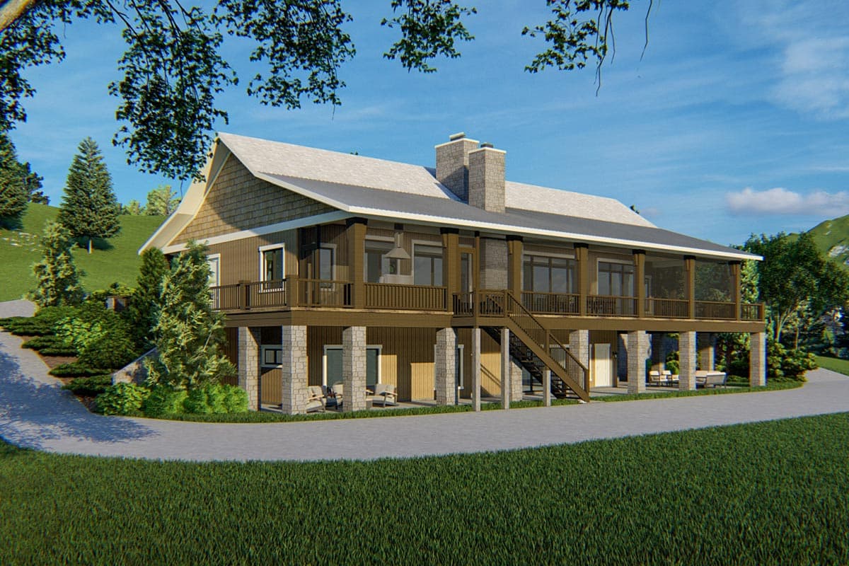 Plan 871024JEN: Mountain Home Plan with Finished Basement and Wraparound Porch - Image #6 - Cottage, Country, Mountain, Northwest