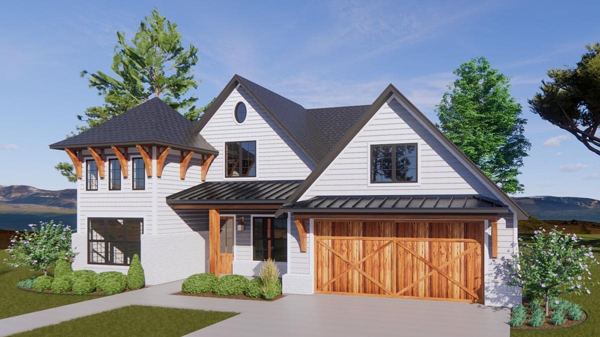 Plan 818025JSS: Split-bed Country Craftsman with Vaulted Family Room - Image #4 - Country, Craftsman, New American, Northwest