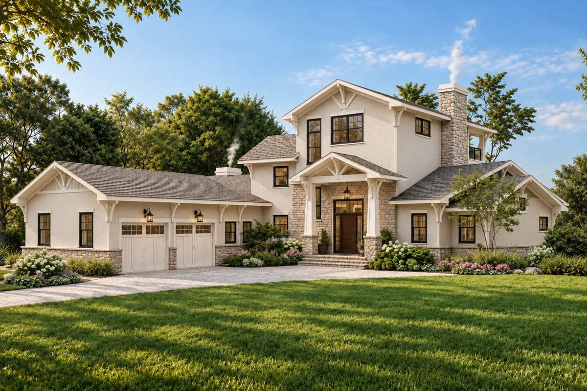 Plan 871026JEN: Waterfront Craftsman Plan with Stacked Rear Porches - Image #2 - Coastal, Country, Craftsman, Mountain, Northwest, Traditional, Vacation
