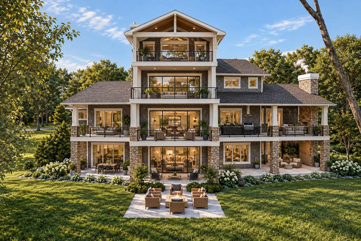 Plan 871026JEN: Waterfront Craftsman Plan with Stacked Rear Porches - Image #5 - Coastal, Country, Craftsman, Mountain, Northwest, Traditional, Vacation