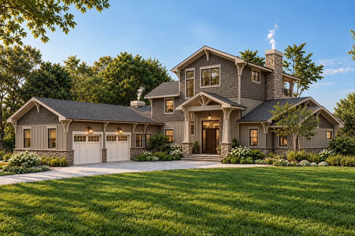Plan 871026JEN: Waterfront Craftsman Plan with Stacked Rear Porches - Image #8 - Coastal, Country, Craftsman, Mountain, Northwest, Traditional, Vacation