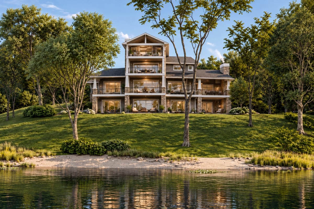 Plan 871026JEN: Waterfront Craftsman Plan with Stacked Rear Porches - Image #4 - Coastal, Country, Craftsman, Mountain, Northwest, Traditional, Vacation