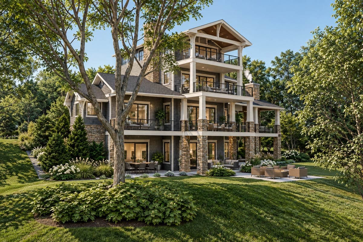 Plan 871026JEN: Waterfront Craftsman Plan with Stacked Rear Porches - Image #6 - Coastal, Country, Craftsman, Mountain, Northwest, Traditional, Vacation