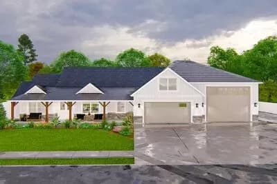 3-Bed Farmhouse with RV Garage and Home Office in Master Suite