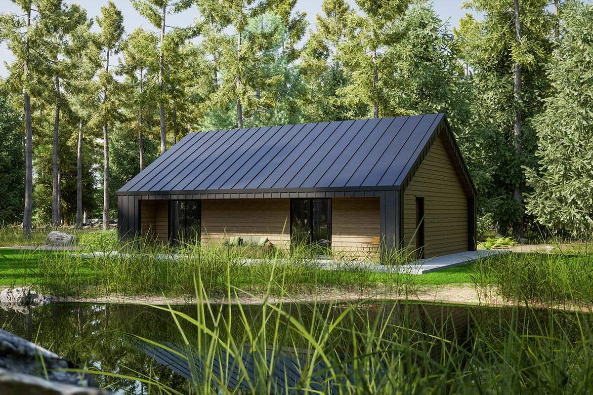 Plan 420054WNT: 1048 Square Foot Modern Cabin with 2 Bedrooms Each with Outdoor Access - Image #5 - Cabin, Contemporary, Mountain, Ranch, Rustic, Scandinavian, Vacation