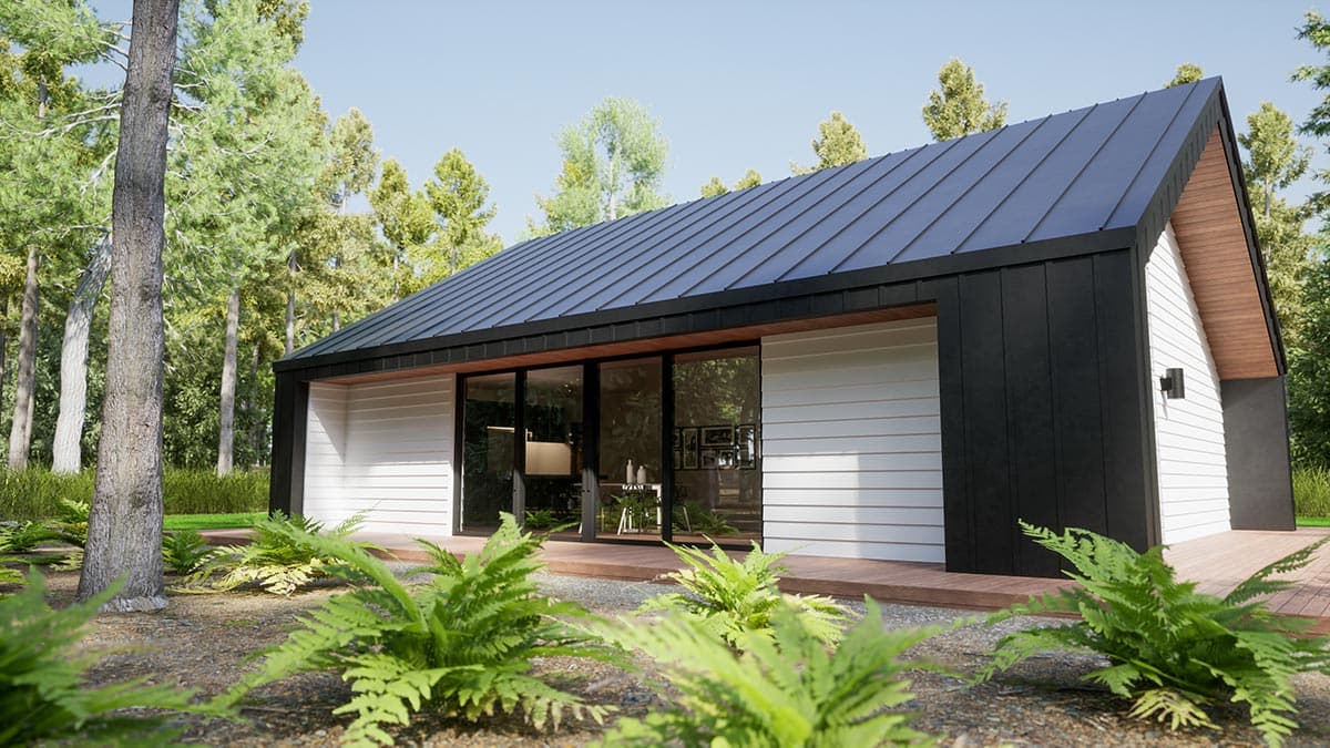 Plan 420054WNT: 1048 Square Foot Modern Cabin with 2 Bedrooms Each with Outdoor Access - Image #7 - Cabin, Contemporary, Mountain, Ranch, Rustic, Scandinavian, Vacation
