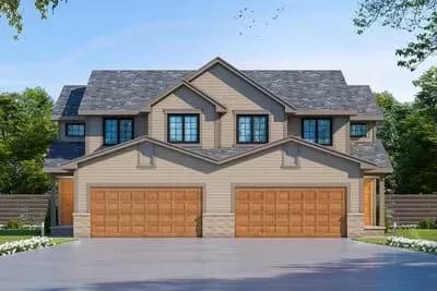 Two Family Home Plan with Matching 1418 Square Foot Units