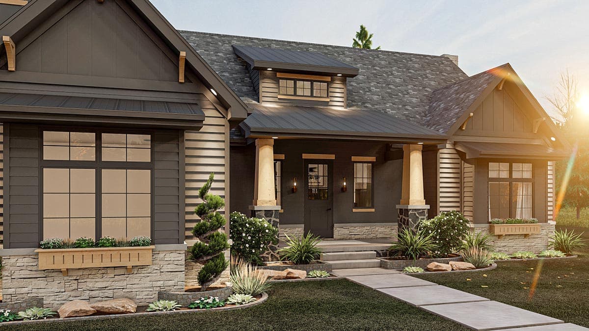 Plan 623135DJ: 2435 Square Foot 2-Bed Craftsman Home Plan with Vaulted Great and Dining Rooms - Image #11 - Cottage, Country, Craftsman, New American, Ranch, Traditional