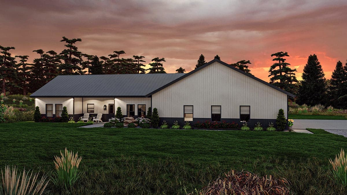 Plan 623136DJ: 1458 Square Foot Barndo-style Home Plan with 1902 Square Foot Garage - Image #14 - Barndominium, Country, Ranch, Rustic, Traditional