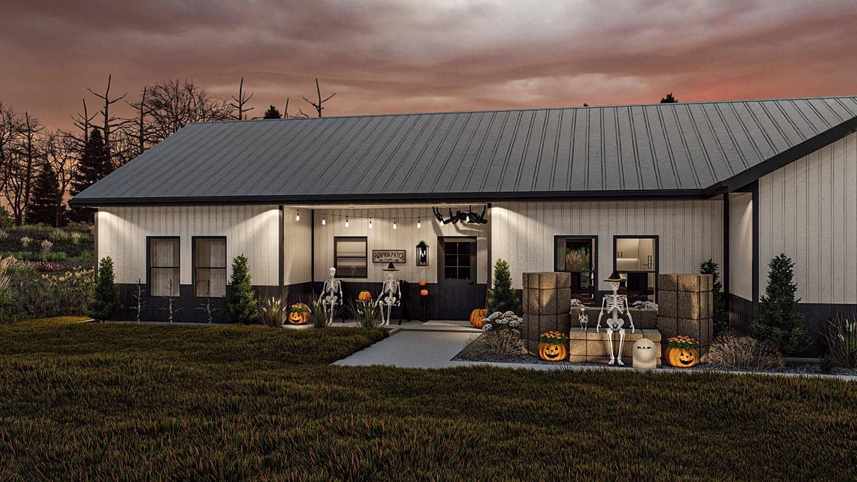 Plan 623136DJ: 1458 Square Foot Barndo-style Home Plan with 1902 Square Foot Garage - Image #16 - Barndominium, Country, Ranch, Rustic, Traditional