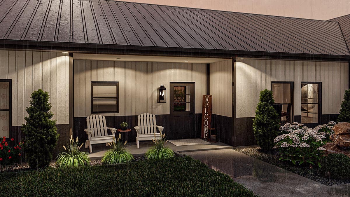 Plan 623136DJ: 1458 Square Foot Barndo-style Home Plan with 1902 Square Foot Garage - Image #17 - Barndominium, Country, Ranch, Rustic, Traditional