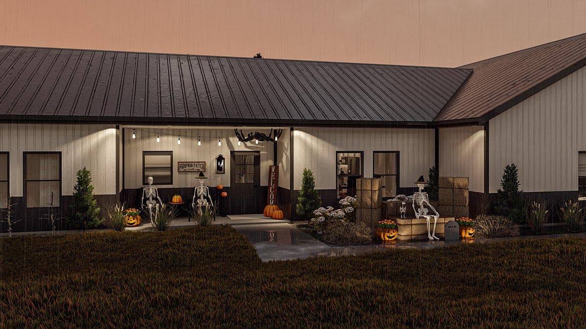 Plan 623136DJ: 1458 Square Foot Barndo-style Home Plan with 1902 Square Foot Garage - Image #18 - Barndominium, Country, Ranch, Rustic, Traditional