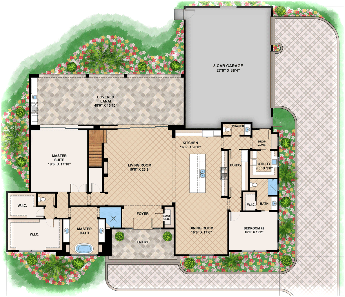 Plan 660003JMD: 5515 Square Foot Contemporary Home Plan with Upstairs Flex Room - Floor Plan - Main Level - Contemporary, European, Transitional