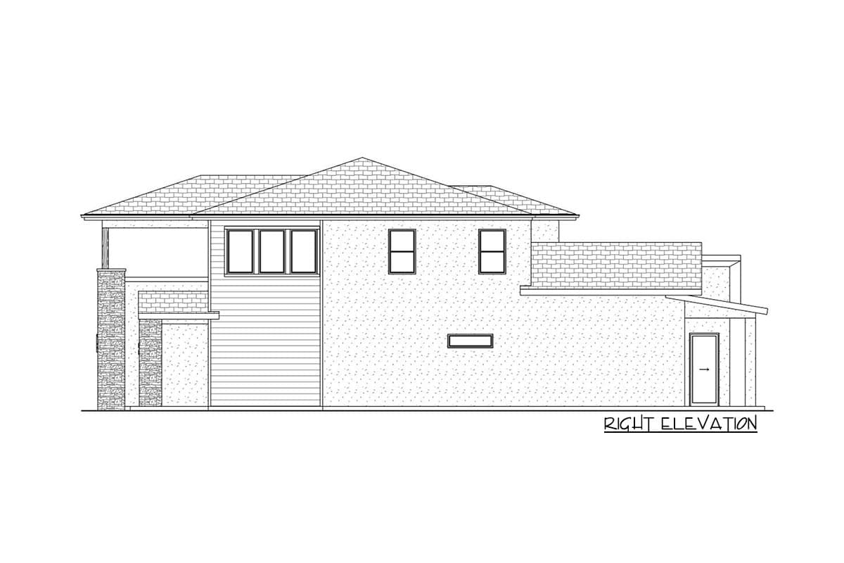 Plan 580021DFT: Narrow Contemporary Home Plan with Main-level Master Bedroom - Image #5 - Contemporary, Modern, Northwest, Prairie