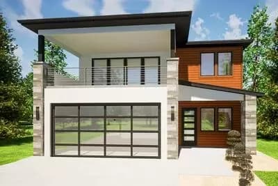 Narrow Contemporary Home Plan with Main-level Master Bedroom
