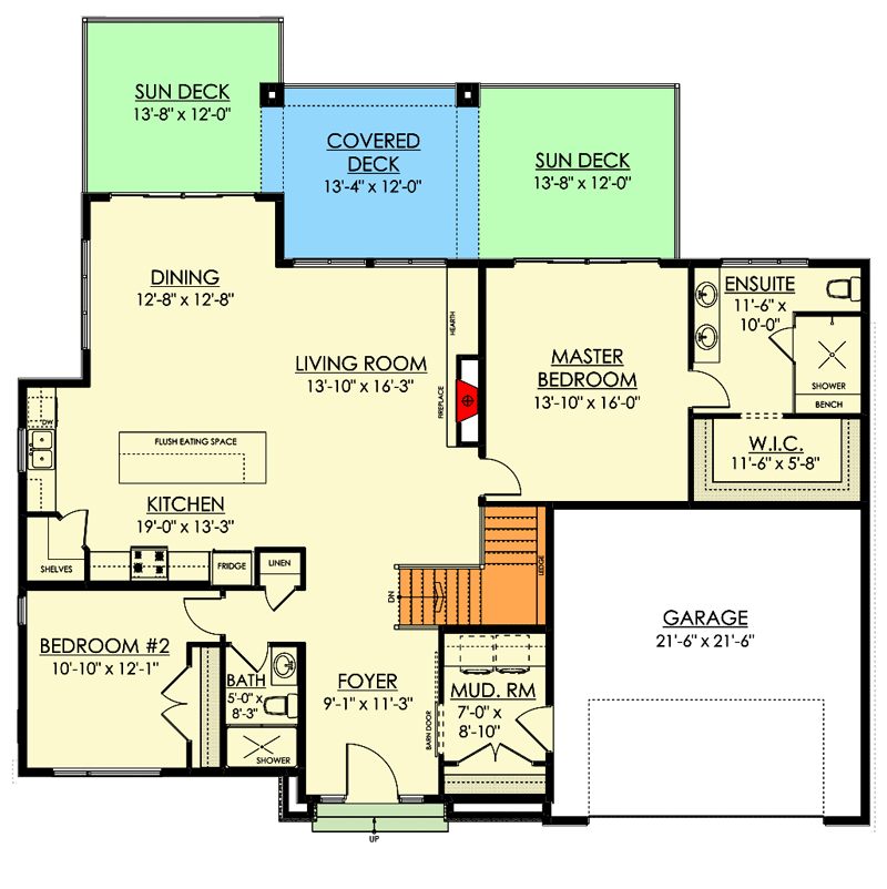 Plan 81713AB: Modern Cliffside Home Plan with In-law Suite and Stacked Rear Decks - Floor Plan - Main Level - Contemporary, Mid Century Modern, Modern, Northwest