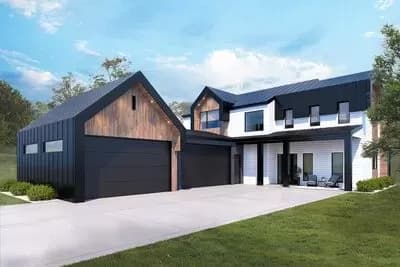 Contemporary New American Home Plan with Flex Room and Two Master Suites