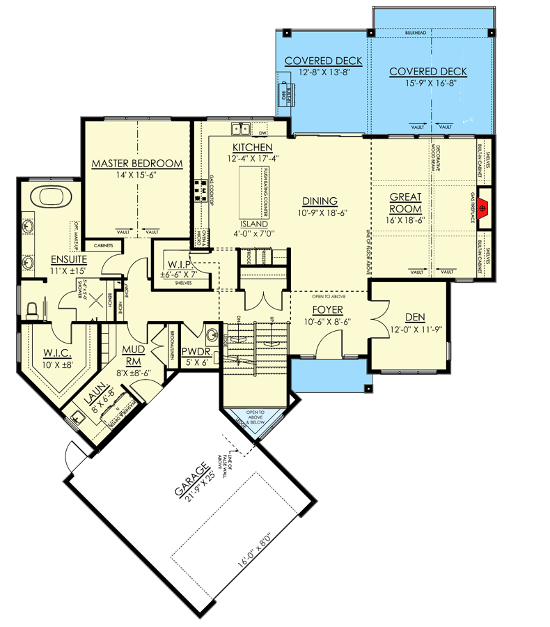 Plan 81718AB: New American Farmhouse Plan Under 2700 Square Feet with Walkout Basement - Floor Plan - Main Level - Contemporary, Country, Modern Farmhouse, New American, Transitional