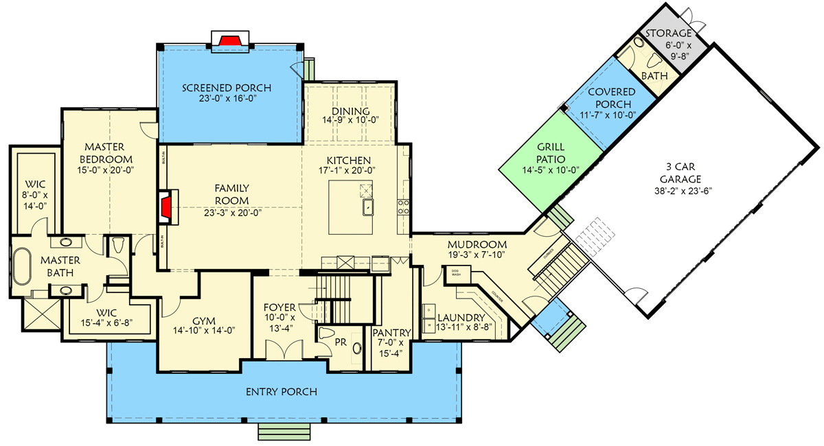 Plan 500083VV: Exclusive Modern Farmhouse Plan with Home Office above Garage - Floor Plan - Main Level - Country, Farmhouse, Modern Farmhouse, New American, Traditional