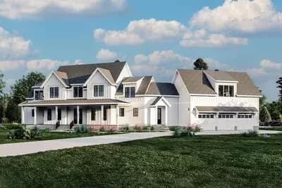 Exclusive Modern Farmhouse Plan with Home Office above Garage