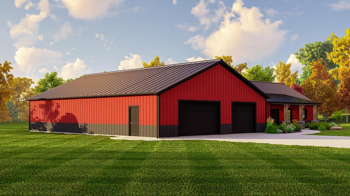 Plan 135180GRA: 3-Bed Shop House with 2400 Square Foot Garage - Image #5 - Barndominium, Country, Ranch, Rustic