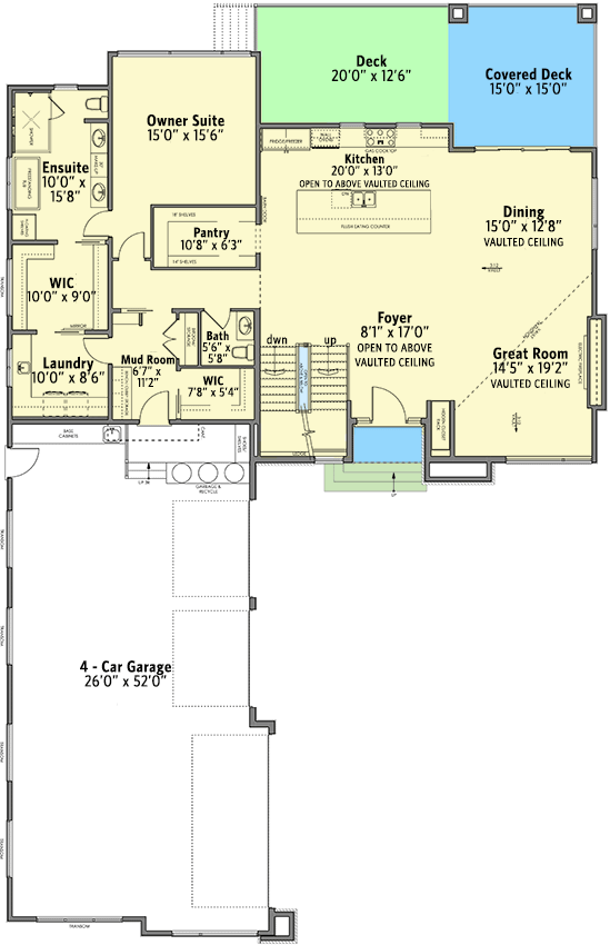 Plan 81720AB: 3-Level Modern Home Plan with Lower Level Recording Studio - Floor Plan - Main Level - Contemporary, Modern, Northwest, Transitional