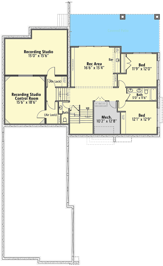 Plan 81720AB: 3-Level Modern Home Plan with Lower Level Recording Studio - Floor Plan - Lower Level - Contemporary, Modern, Northwest, Transitional