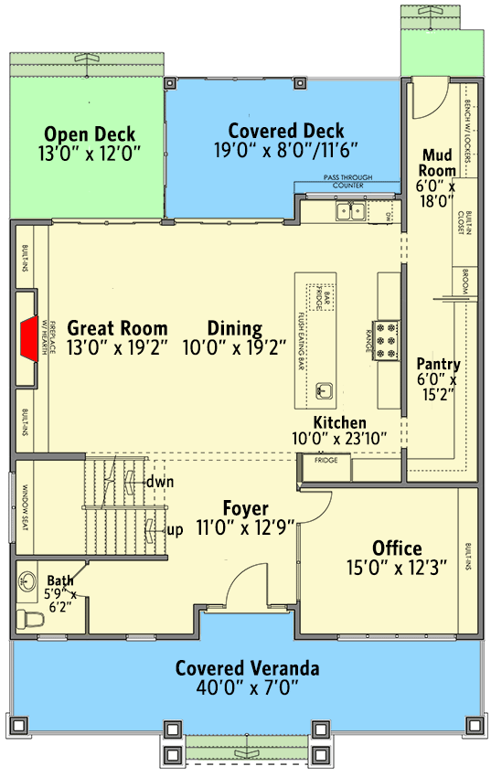 Plan 81721AB: New American Transitional Home Plan with Home Office and Flex Space - 2922 Sq Ft - Floor Plan - Main Level - Country, Craftsman, Farmhouse, Modern Farmhouse, New American, Northwest, Southern, Transitional