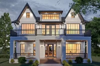 New American Transitional Home Plan with Home Office and Flex Space - 2922 Sq Ft