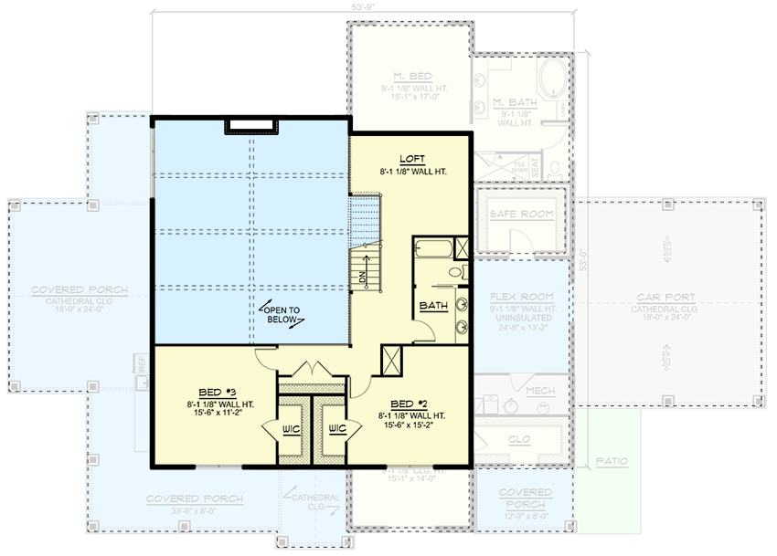 Plan 135182GRA: 2-Story Country Home Plan with Wraparound Porch and Carport - 3845 Sq Ft - Floor Plan - 2nd Floor - Barndominium, Country, Craftsman, Farmhouse, Modern Farmhouse, Rustic, Southern
