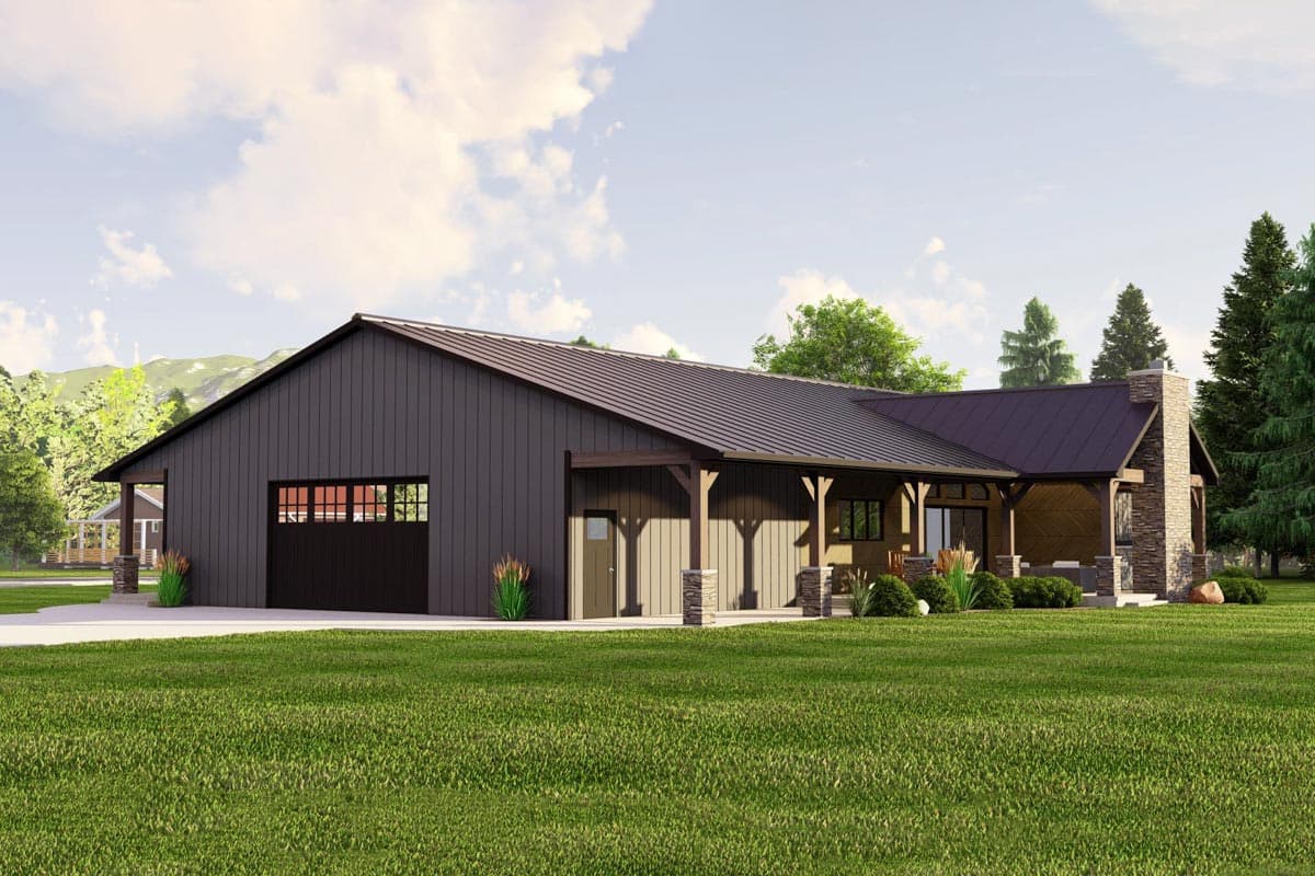 Plan 135183GRA: One-Story Craftsman Barndo-Style House Plan with RV-Friendly Garage - Image #4 - Barndominium, Country, Craftsman, Mountain, Ranch, Rustic