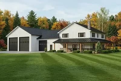 Farmhouse-Inspired Barndominium House Plan with Massive 3,602 Square Foot Garage