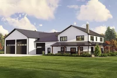 Farmhouse-Inspired Barndominium House Plan with Massive 3,602 Square Foot Garage