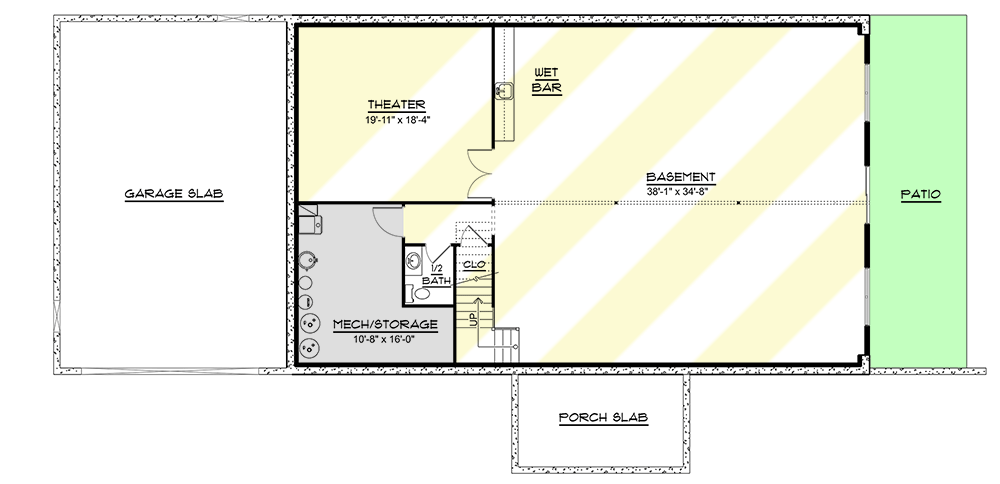 Plan 135186GRA: Rustic Ranch Plan with Walkout Basement and Home Theater - Floor Plan - Lower Level - Mountain, Ranch, Rustic