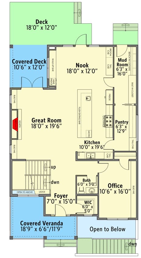 Plan 81723AB: Multi-Generational Modern Farmhouse with Lower-level Apartment - 3130 Sq Ft - Floor Plan - Main Level - Contemporary, Farmhouse, Modern Farmhouse, New American, Transitional