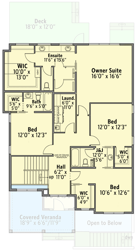 Plan 81723AB: Multi-Generational Modern Farmhouse with Lower-level Apartment - 3130 Sq Ft - Floor Plan - 2nd Floor - Contemporary, Farmhouse, Modern Farmhouse, New American, Transitional