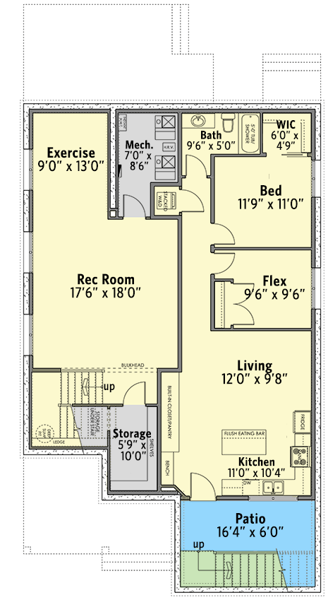 Plan 81723AB: Multi-Generational Modern Farmhouse with Lower-level Apartment - 3130 Sq Ft - Floor Plan - Lower Level - Contemporary, Farmhouse, Modern Farmhouse, New American, Transitional