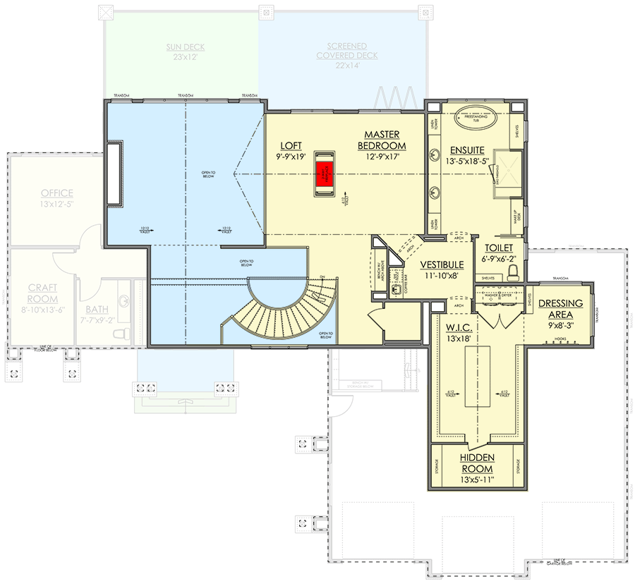 Plan 81725AB: Mountain Craftsman Home Plan with Private Master Floor - Floor Plan - 2nd Floor - Craftsman, Mountain, New American, Rustic