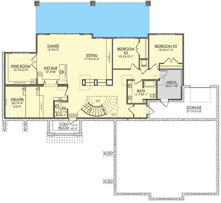 Plan 81725AB: Mountain Craftsman Home Plan with Private Master Floor - Floor Plan - Lower Level - Craftsman, Mountain, New American, Rustic