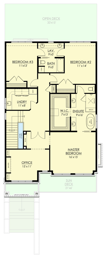 Plan 81726AB: New American Craftsman Plan with Office and Lower-level Garage - Floor Plan - 2nd Floor - Craftsman, New American, Transitional