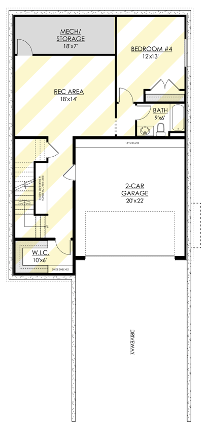 Plan 81726AB: New American Craftsman Plan with Office and Lower-level Garage - Floor Plan - Optionally Finished Lower Level - Craftsman, New American, Transitional