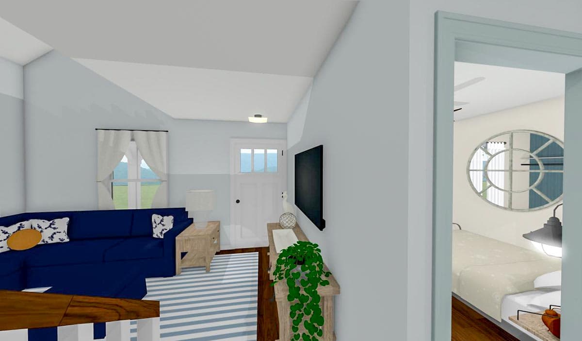 Plan 430821SNG: 650 Square Foot Cottage with Upstairs Loft - Image #7 - Cabin, Cottage, Country, Farmhouse, New American, Vacation