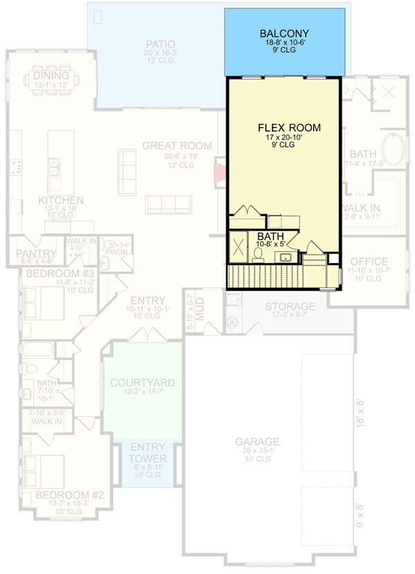 Plan 580026DFT: Transitional Ranch Plan with Second-level Flex Room - Floor Plan - 2nd Floor - Contemporary, Country, Ranch, Transitional