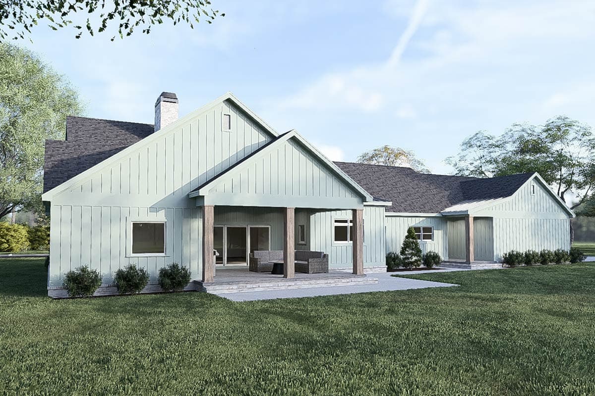 Plan 70786SND: 3-Bed Modern Farmhouse Plan with Study and Large Mudroom - 3046 Sq Ft - Image #4 - Country, Craftsman, Modern Farmhouse, Ranch, Traditional