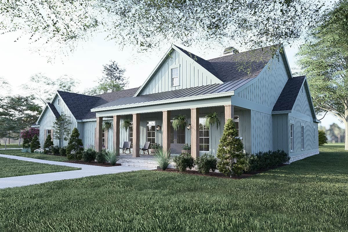 Plan 70786SND: 3-Bed Modern Farmhouse Plan with Study and Large Mudroom - 3046 Sq Ft - Image #5 - Country, Craftsman, Modern Farmhouse, Ranch, Traditional