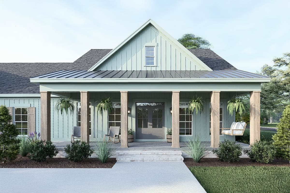 Plan 70786SND: 3-Bed Modern Farmhouse Plan with Study and Large Mudroom - 3046 Sq Ft - Image #6 - Country, Craftsman, Modern Farmhouse, Ranch, Traditional