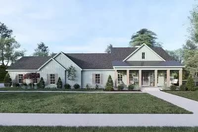 3-Bed Modern Farmhouse Plan with Study and Large Mudroom - 3046 Sq Ft