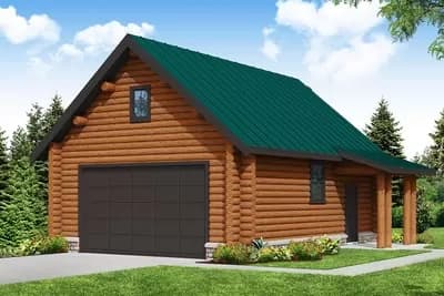 Rustic 2-Car 768 Sq Ft Detached Log-style Garage Plan