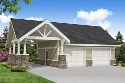 2-Car Detached Garage with Carport